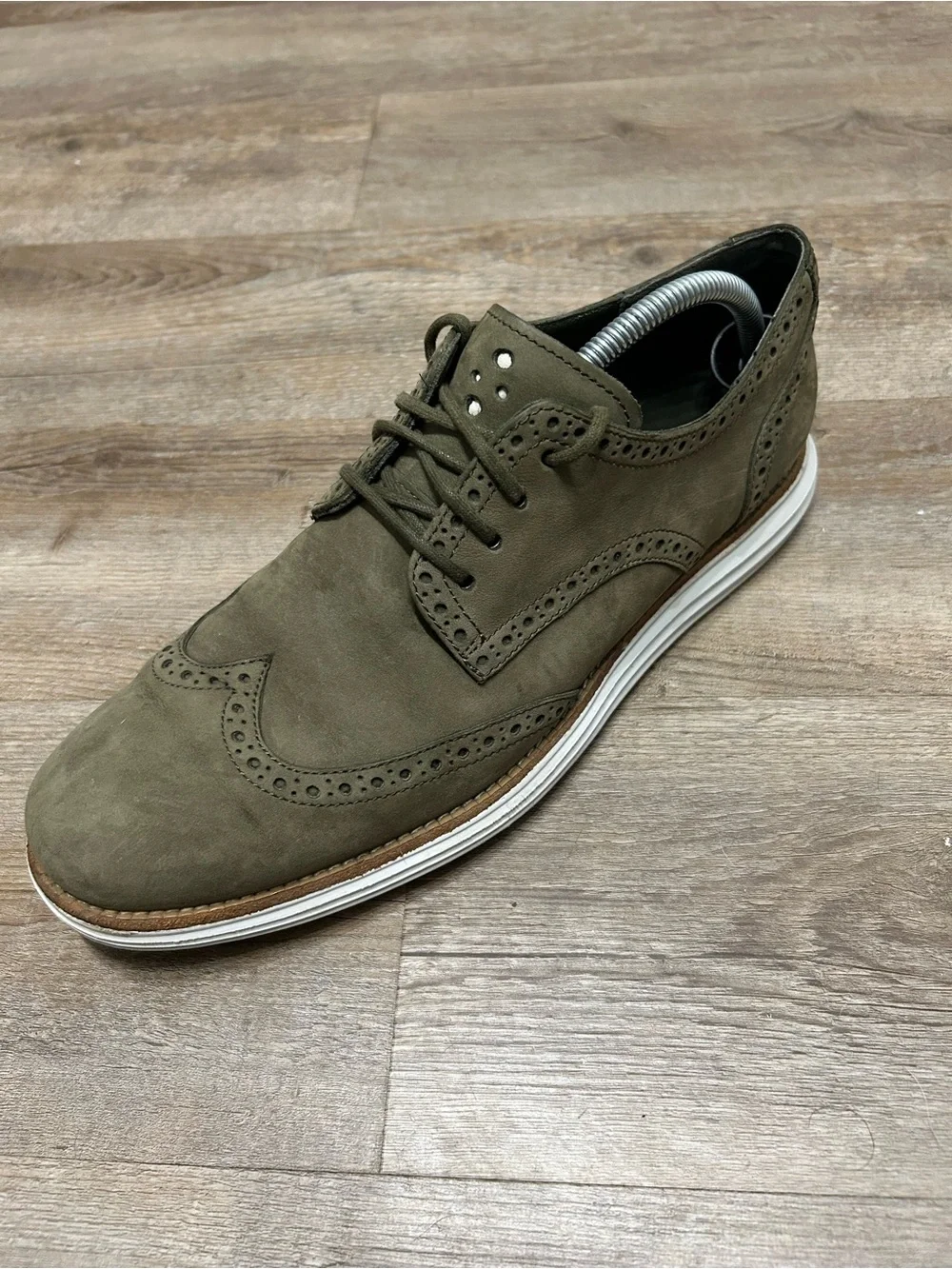 Cole Haan Lunargrand Men's  Size 11 M Olive Green Suede Wingtip Oxford Shoes